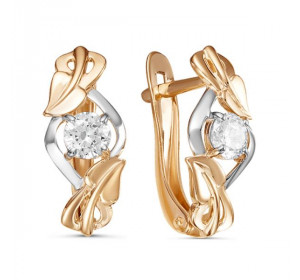 Золотые cерьги классические с бриллиантом