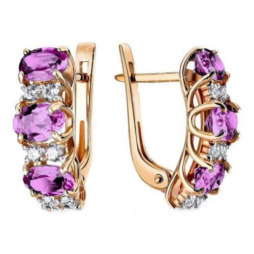 Золотые cерьги с аметистом