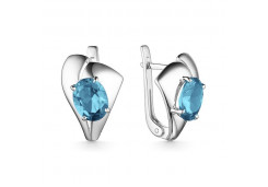 Серебряные cерьги классические с топазом