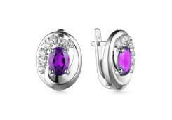 Серебряные cерьги классические с аметистом