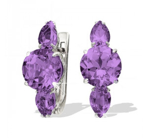 Серебряные cерьги классические с аметистом