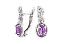 Серебряные cерьги классические с аметистом