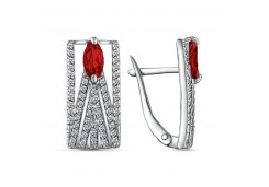 Серебряные cерьги классические с гранатом