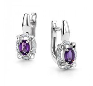 Серебряные cерьги с аметистом