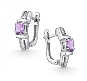 Серебряные cерьги с аметистом