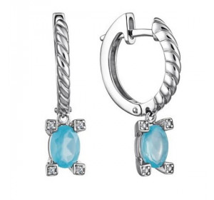 Серебряные cерьги висячие с агатом