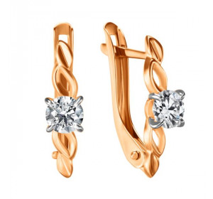 Золотые cерьги с фианитом