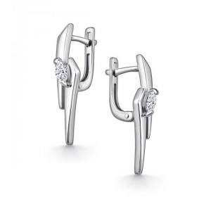 Серебряные cерьги классические с фианитом