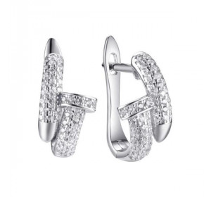 Серебряные cерьги классические с фианитом