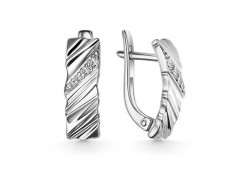 Серебряные cерьги классические с фианитом
