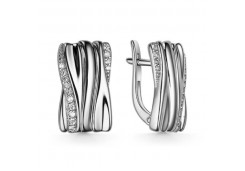 Серебряные cерьги классические с фианитом