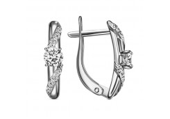 Серебряные cерьги классические с фианитом