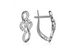 Серебряные cерьги классические с фианитом