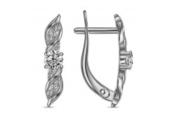 Серебряные cерьги классические с фианитом