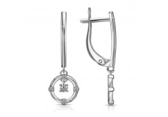 Серебряные cерьги висячие с фианитом