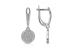 Серебряные cерьги висячие с фианитом