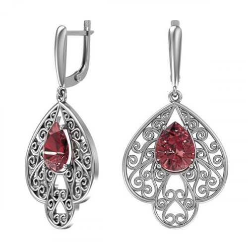 Серебряные cерьги висячие с фианитом