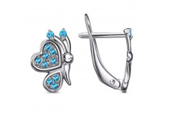 Серебряные cерьги классические с фианитом