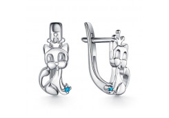 Серебряные cерьги классические с фианитом