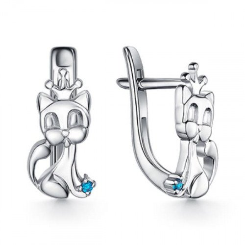 Серебряные cерьги классические с фианитом
