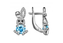 Серебряные cерьги классические с фианитом