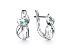 Серебряные cерьги классические с фианитом