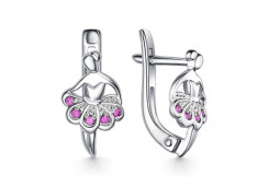 Серебряные cерьги классические с фианитом