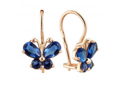 Золотые cерьги классические с фианитом