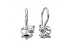 Серебряные cерьги классические с фианитом