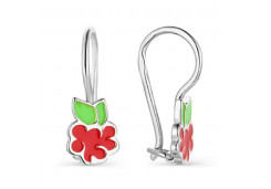 Серебряные cерьги классические с эмалью