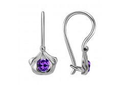 Серебряные cерьги классические с фианитом