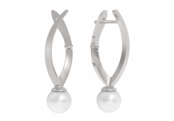 Серебряные cерьги классические с жемчугом