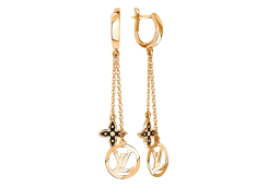 Золотые cерьги висячие с эмалью