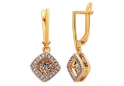 Золотые cерьги висячие с бриллиантом