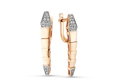 Золотые cерьги висячие с бриллиантом