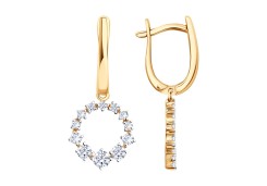 Золотые cерьги висячие с фианитом