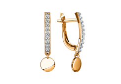 Золотые cерьги висячие с фианитом