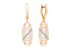 Золотые cерьги висячие с фианитом