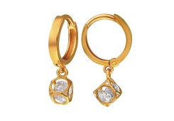 Золотые cерьги висячие с фианитом