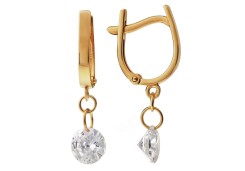 Золотые cерьги висячие с фианитом