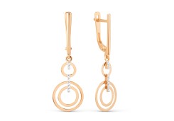 Золотые cерьги висячие с фианитом