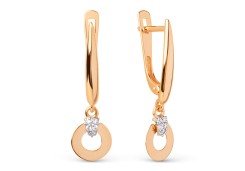 Золотые cерьги висячие с фианитом