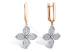 Золотые cерьги висячие с фианитом