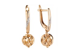 Золотые cерьги висячие с фианитом