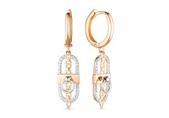 Золотые cерьги висячие с фианитом