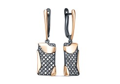 Золотые cерьги висячие с фианитом