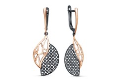 Золотые cерьги висячие с фианитом