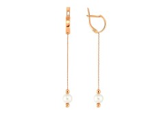 Золотые cерьги висячие с жемчугом