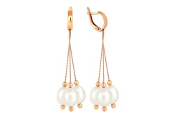 Золотые cерьги висячие с жемчугом