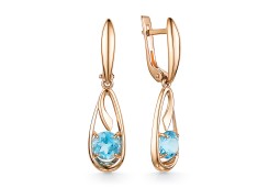 Золотые cерьги висячие с топазом